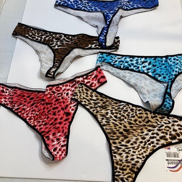 5 pair womens leopard print low waist seamless panties size 8/10 new - Picture 2 of 5